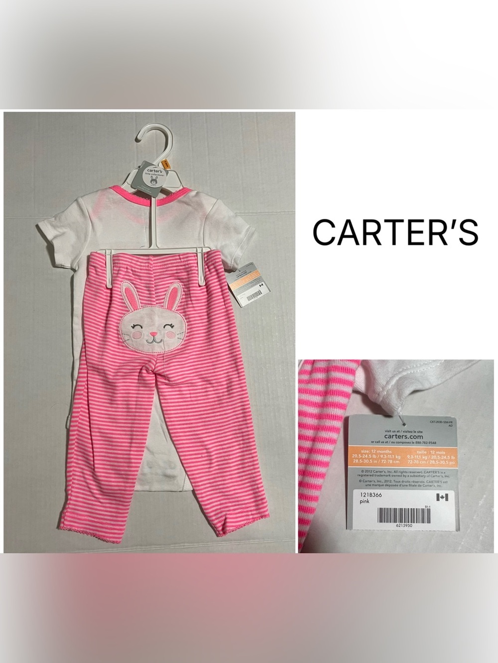 CARTER’S - 12M - NWT - INFANT GIRLS 2PC PINK EASTER BUNNY SET